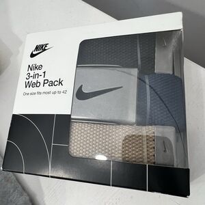 New Belts Nike 3 In 1 Web Pack Belts Fits Up To 42 Trim To Fit Blue Black Khaki